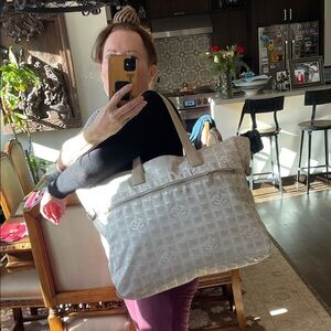 “CHANEL” Huge leather and material Tote Bag